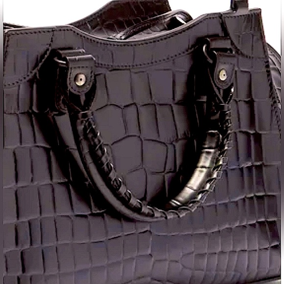 NEW AUTH BALENCIAGA CLASSIC NEO SMALL EMBOSSED CROC LEATHER GUNMETAL MED BAG - Picture 5 of 12